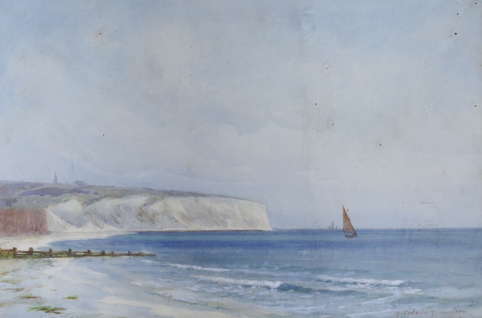 R.Esdaile Richardson, watercolour, Fishing boats off the Sussex coast, signed, 25 x 37cm